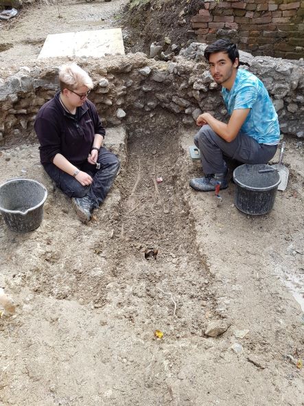 Grave cut in the Anglo-Saxon church